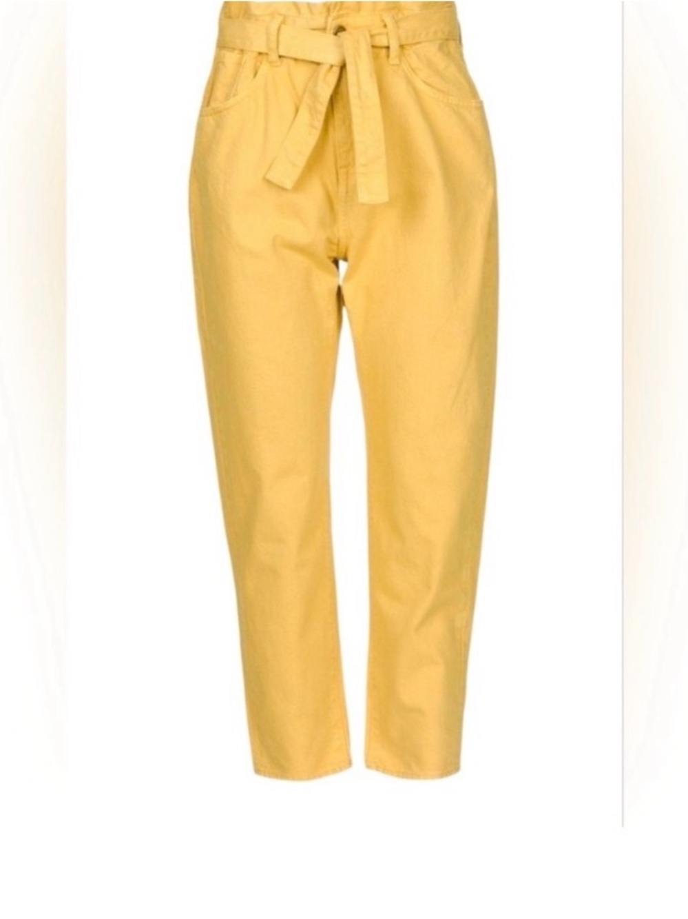 ba&sh Jaune Mustard Yellow Paperbag-Style Waist Pants